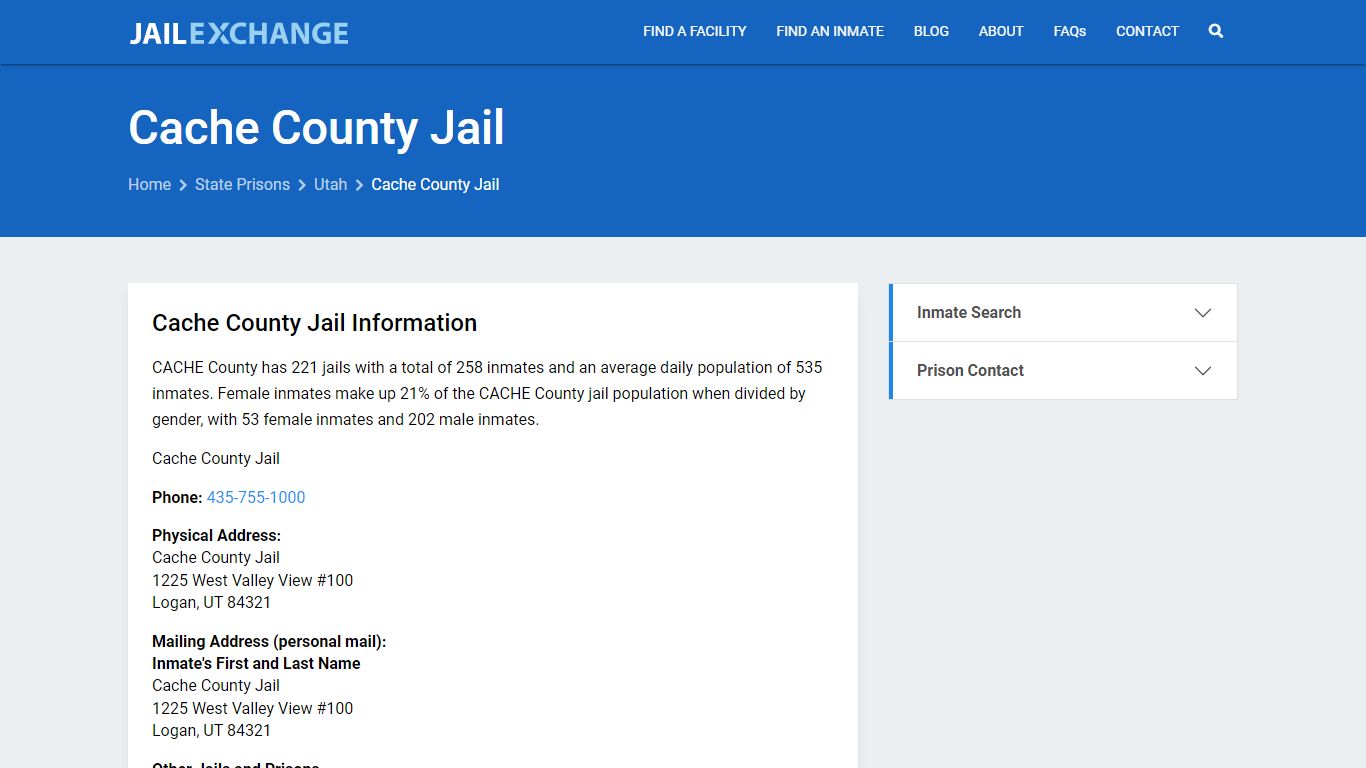 Cache County Jail Inmate Search, UT - Jail Exchange