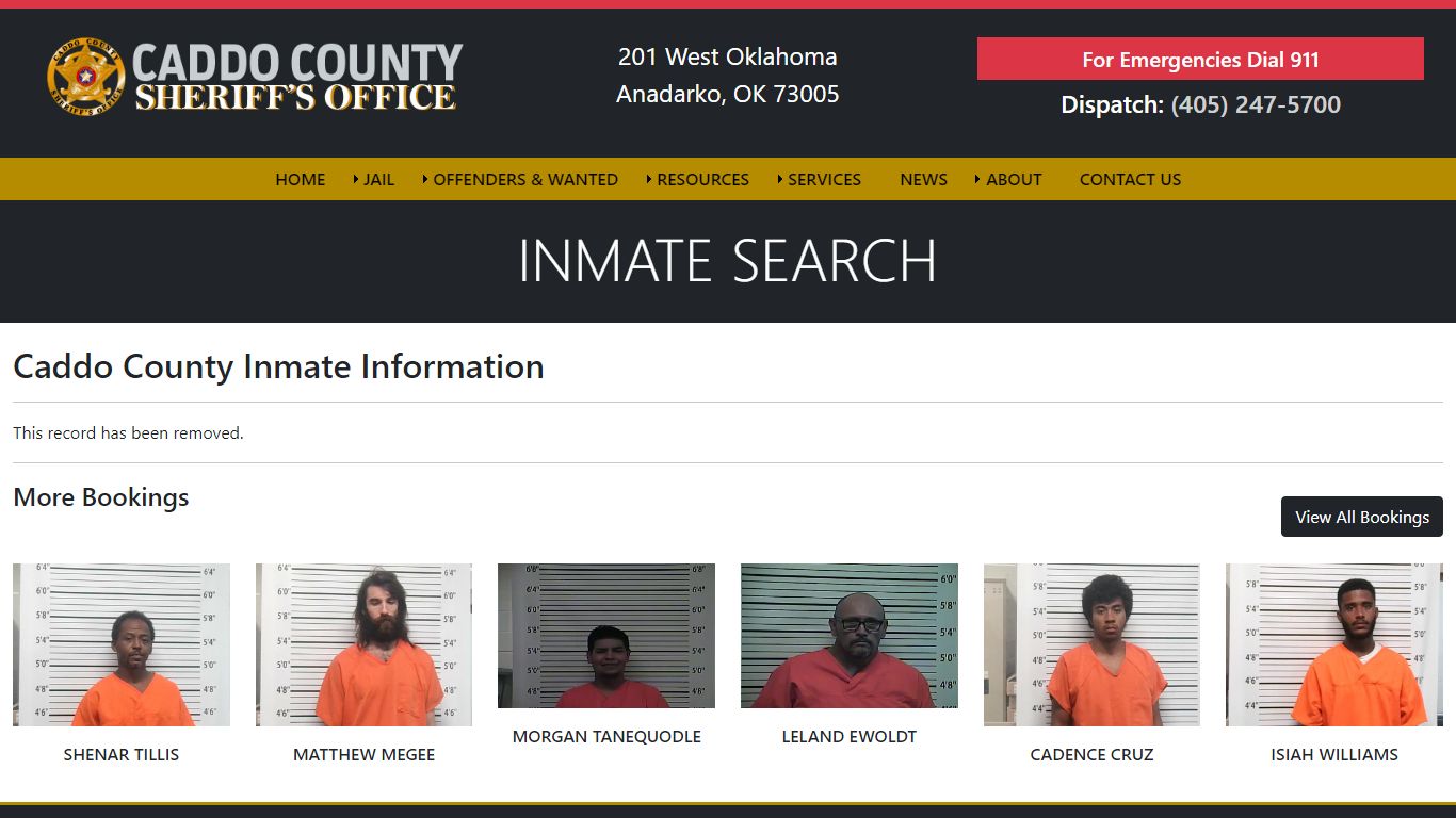 Inmate Search - - Caddo County Sheriff's Office