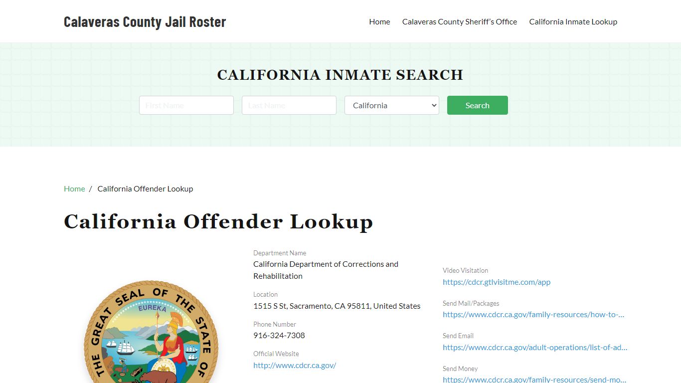 California Inmate Search, Jail Rosters - Calaveras County Jail
