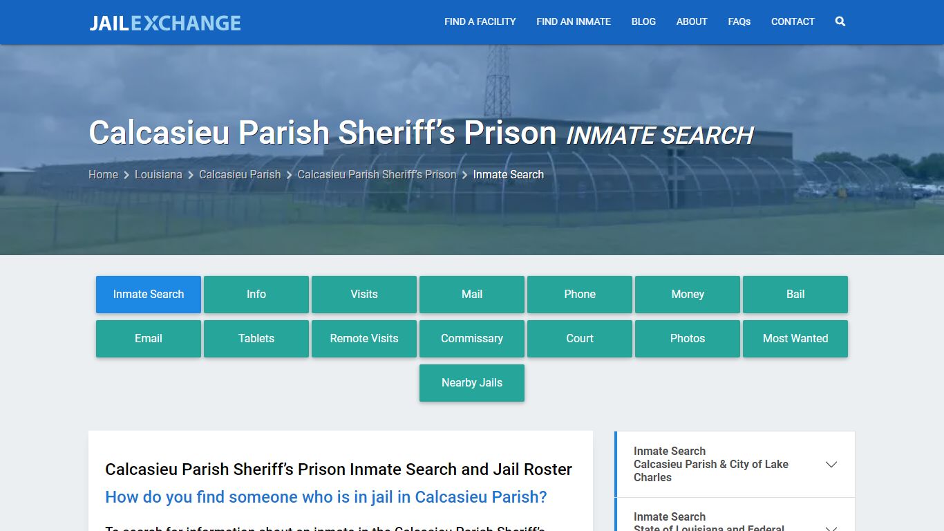 Calcasieu Parish Sheriff’s Prison Inmate Search - Jail Exchange