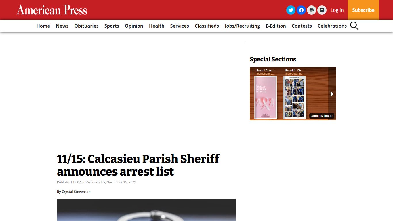 11/15: Calcasieu Parish Sheriff announces arrest list