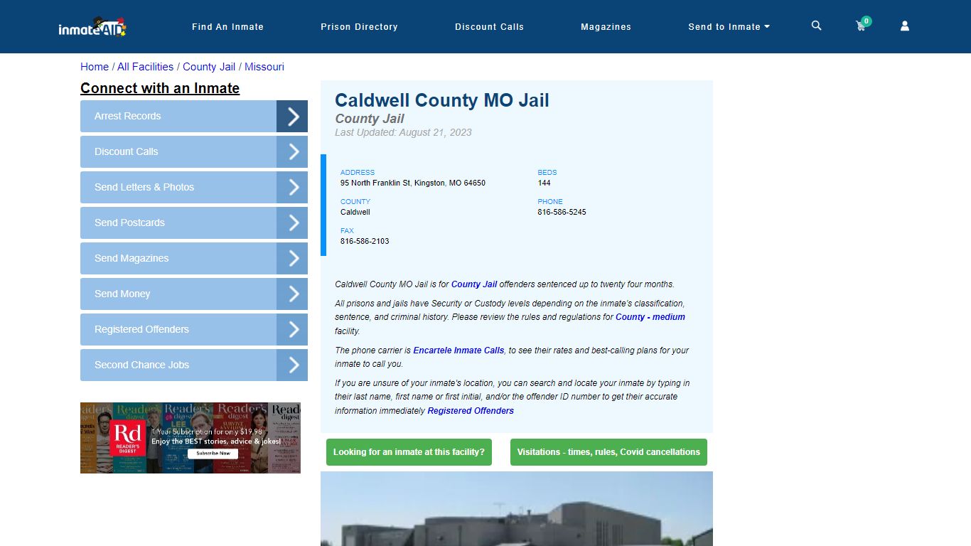 Caldwell County MO Jail - Inmate Locator - Kingston, MO