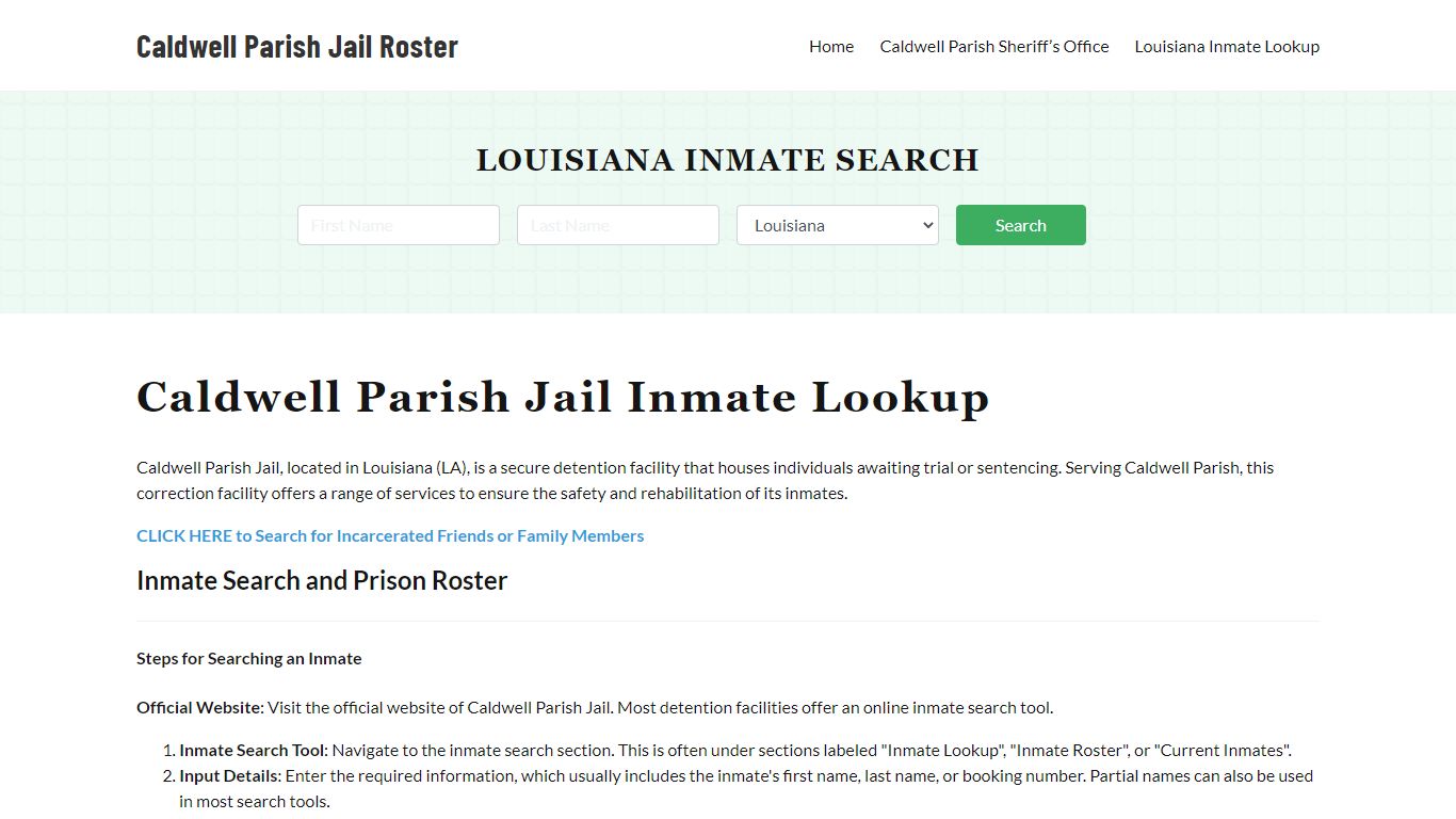 Caldwell Parish Jail Roster Lookup, LA, Inmate Search