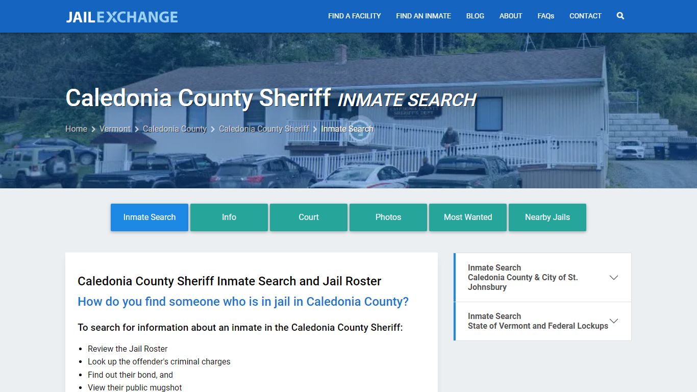 Caledonia County Sheriff Inmate Search - Jail Exchange