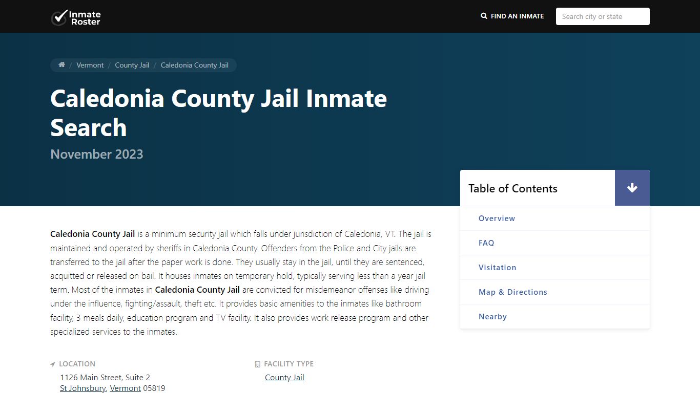 Inmate Search | Caledonia County Jail - St Johnsbury, VT