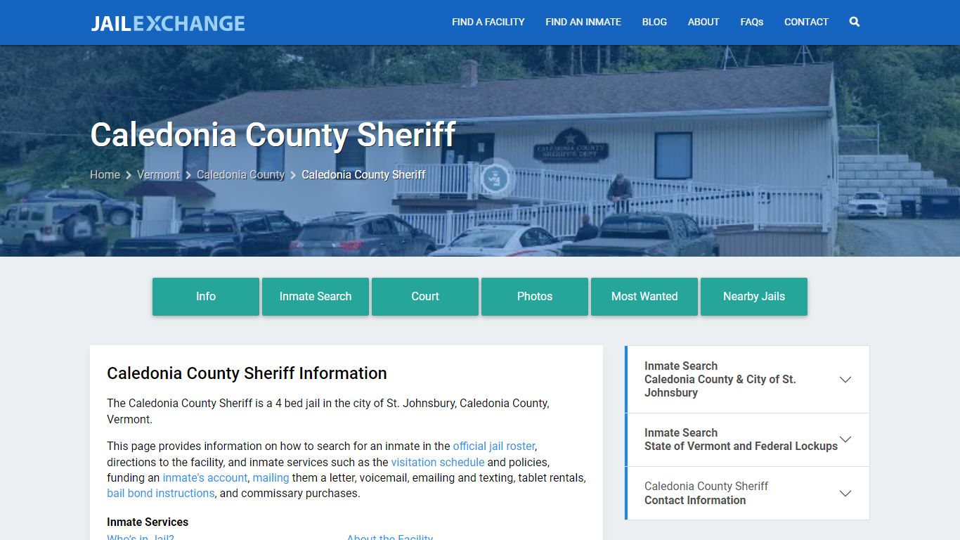Caledonia County Sheriff, VT Inmate Search, Information - Jail Exchange
