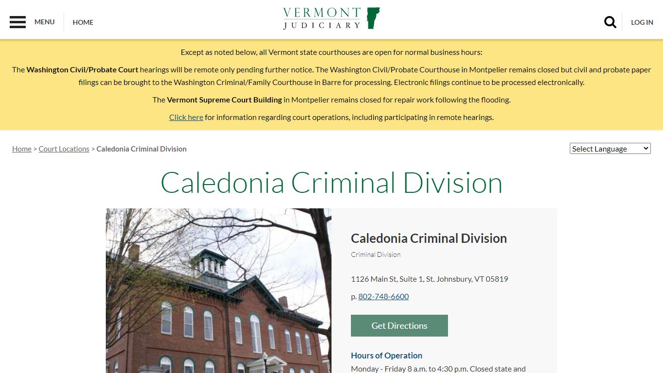 Caledonia Criminal Division | Vermont Judiciary