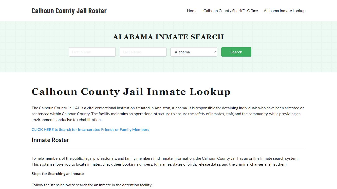 Calhoun County Jail Roster Lookup, AL, Inmate Search