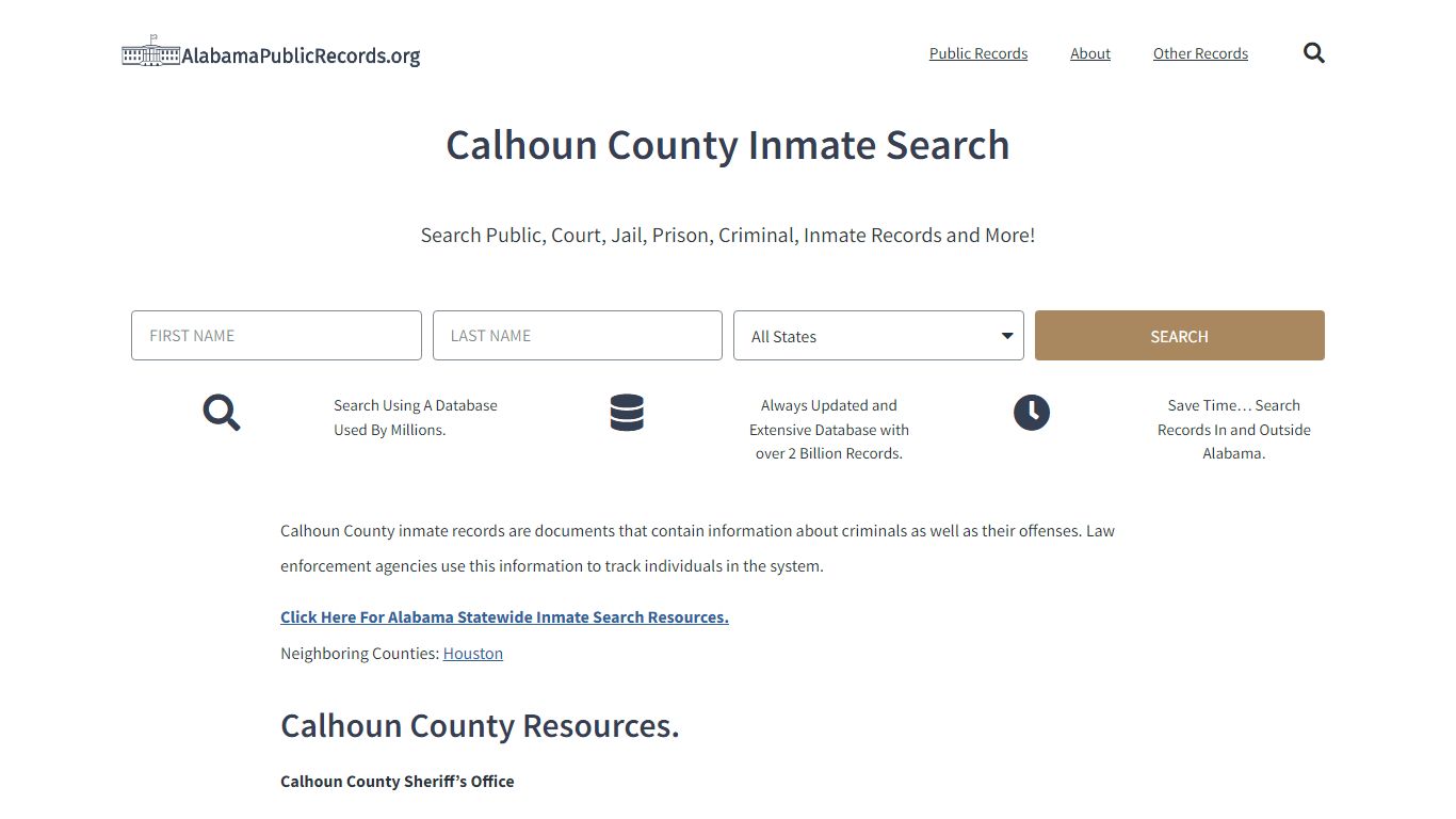 Calhoun County Inmate Search - Current & Past Jail Records