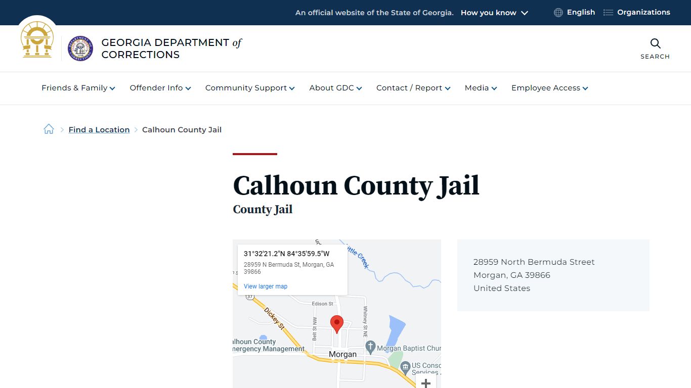 Calhoun County Jail | Georgia Department of Corrections