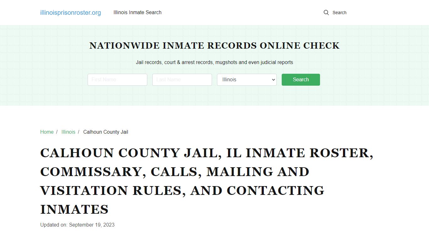 Calhoun County Jail, IL Offender Search, Calls, Contacts