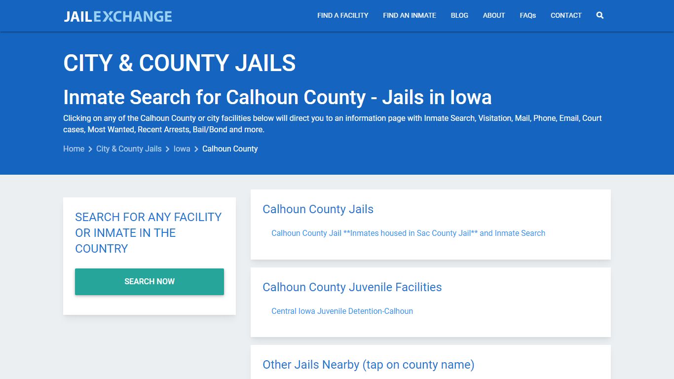 Inmate Search for Calhoun County | Jails in Iowa - Jail Exchange