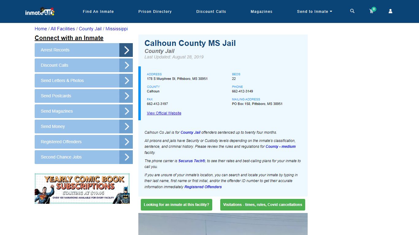 Calhoun County MS Jail - Inmate Locator - Pittsboro, MS
