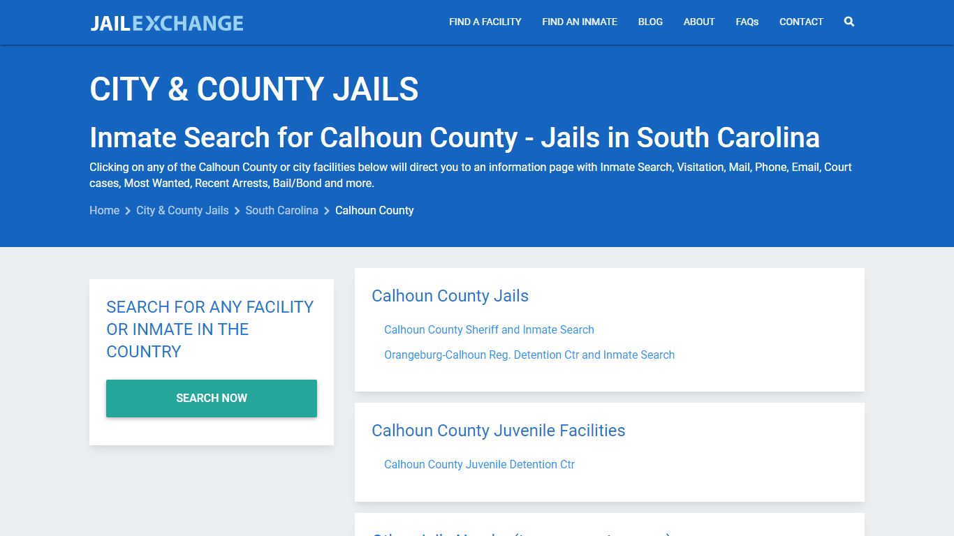 Inmate Search for Calhoun County | Jails in South Carolina - Jail Exchange