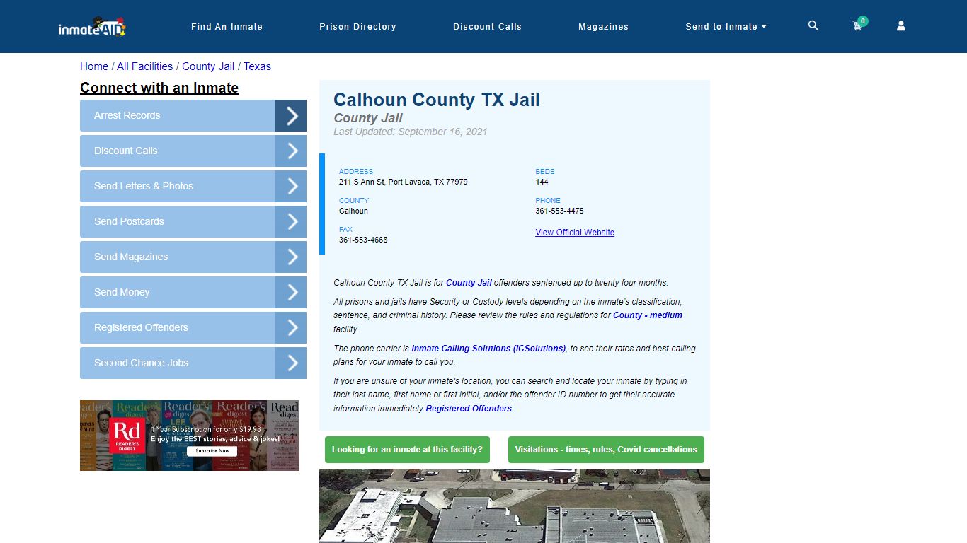 Calhoun County TX Jail - Inmate Locator - Port Lavaca, TX