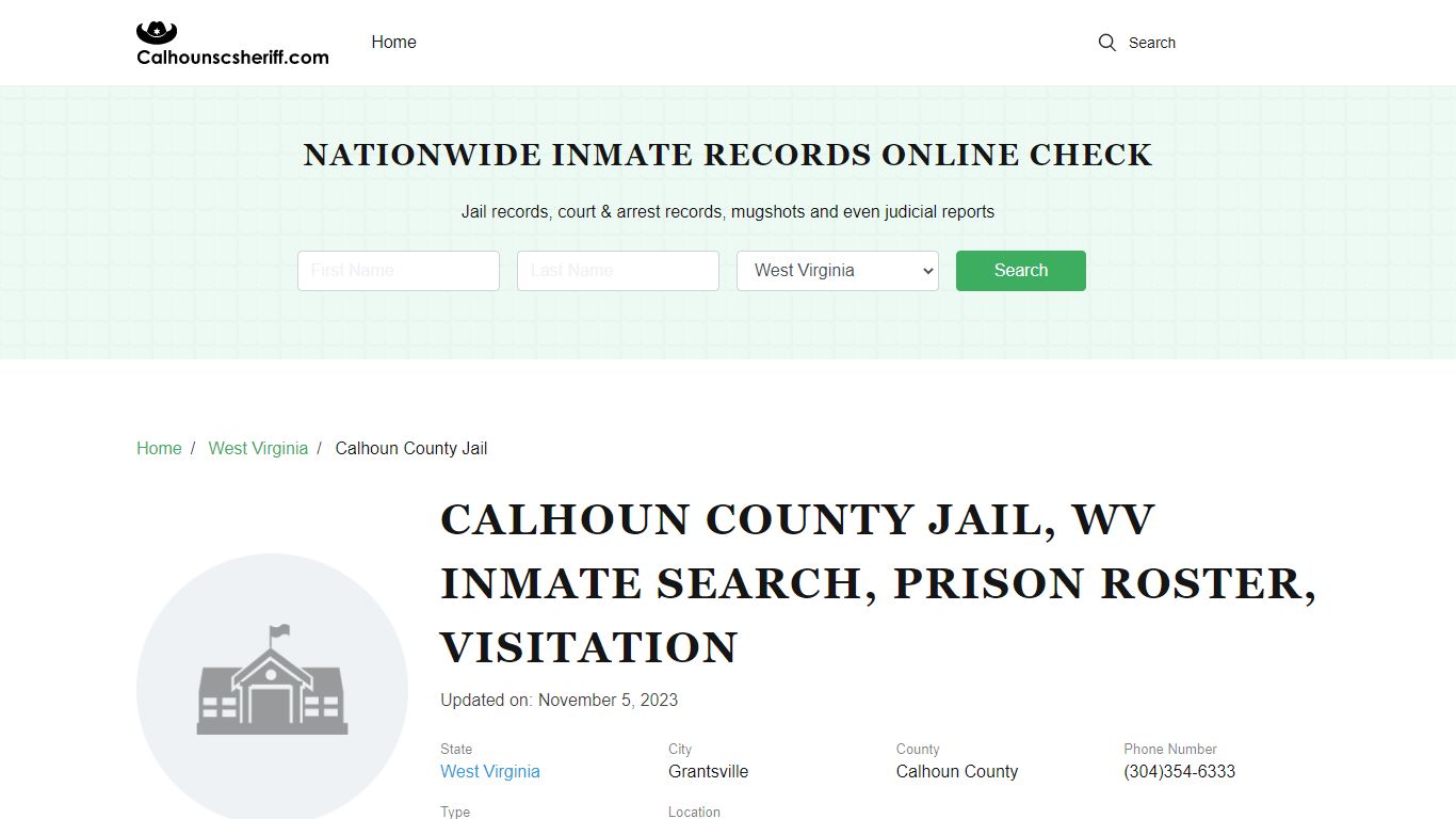Calhoun County Jail, WV Inmate Search, Prison Roster, Visitation