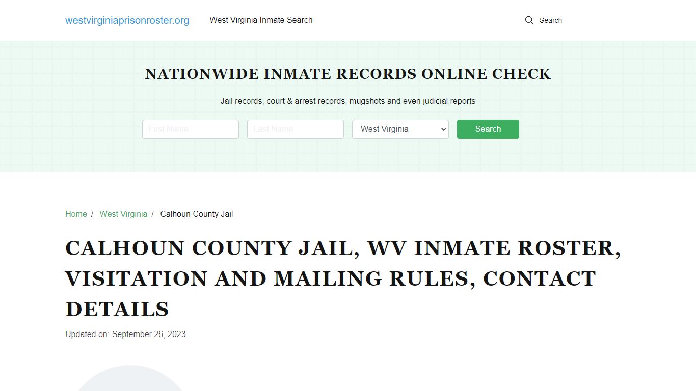 Calhoun County Jail, WV Inmate Roster, Contact Details