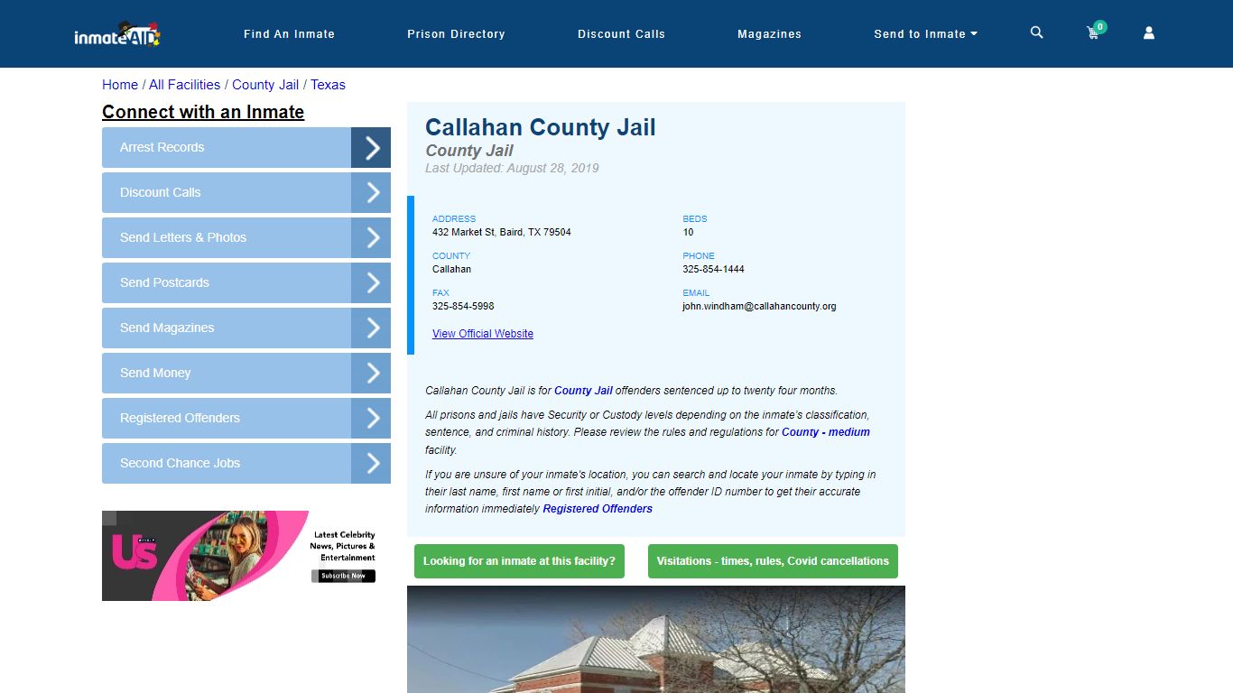 Callahan County Jail - Inmate Locator - Baird, TX