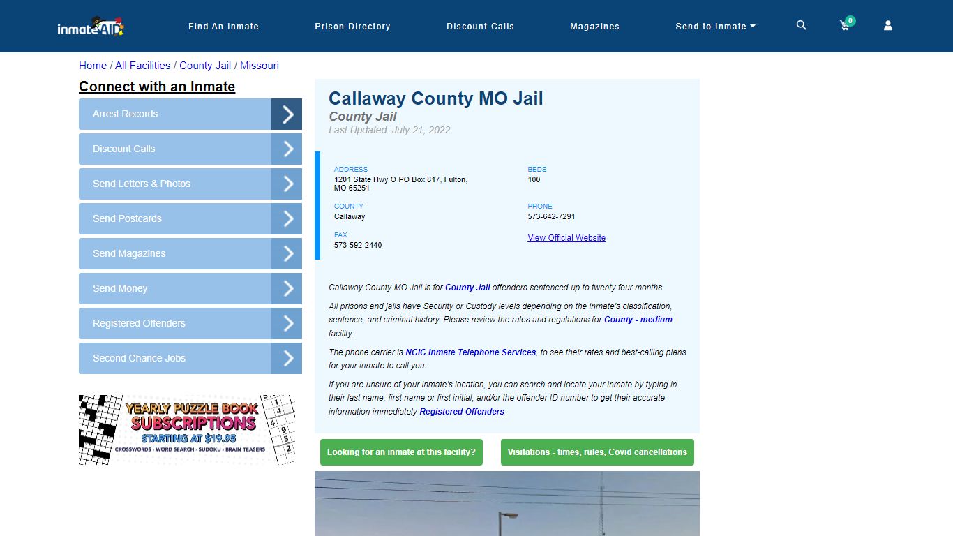 Callaway County MO Jail - Inmate Locator - Fulton, MO