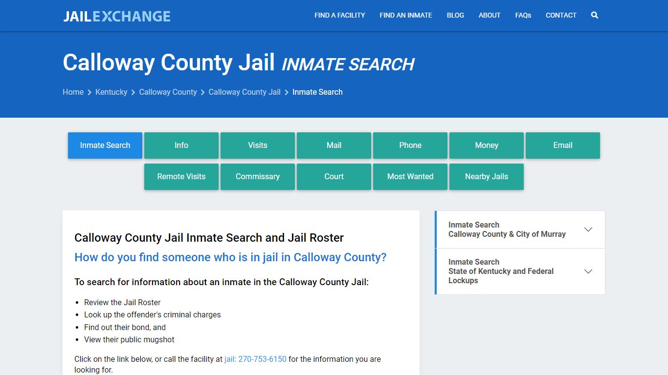 Inmate Search: Roster & Mugshots - Calloway County Jail, KY