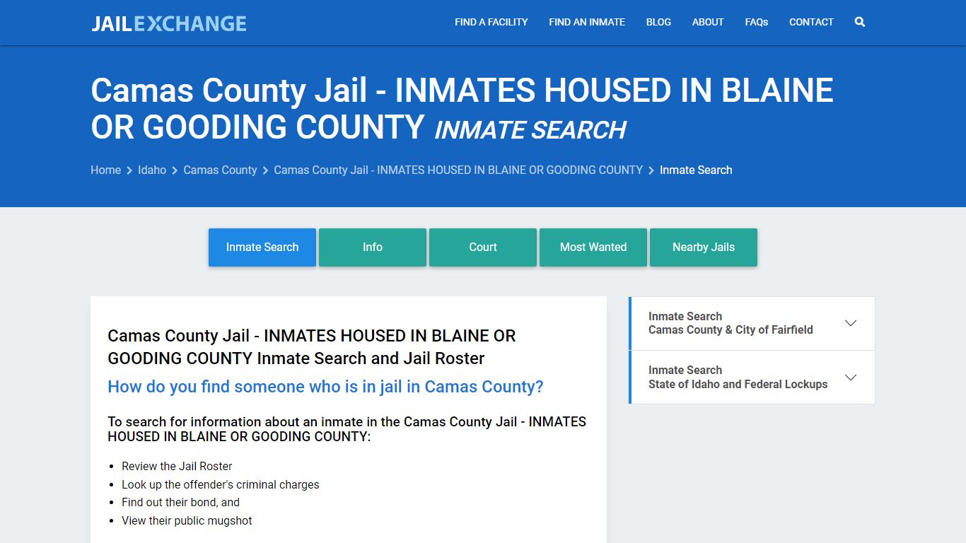 Inmate Search: Roster & Mugshots - Camas County Jail - INMATES HOUSED ...