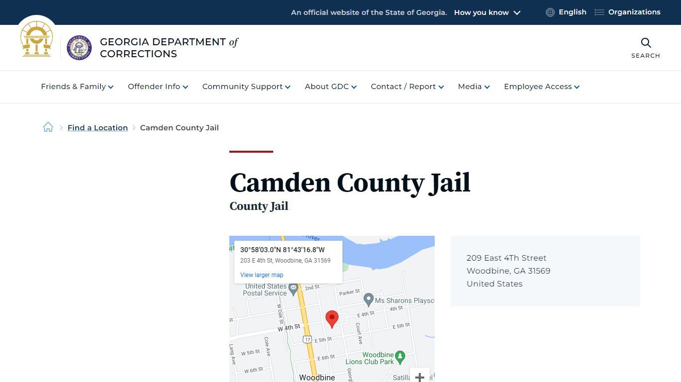 Camden County Jail | Georgia Department of Corrections