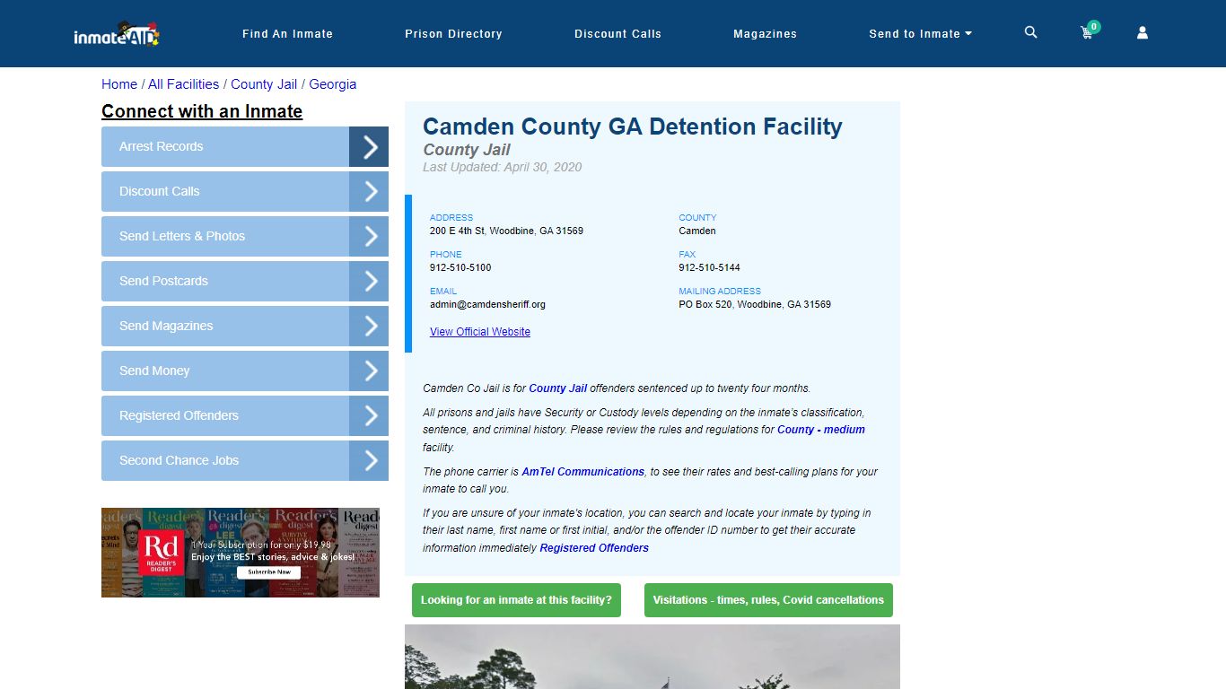 Camden County GA Detention Facility - Inmate Locator - Woodbine, GA