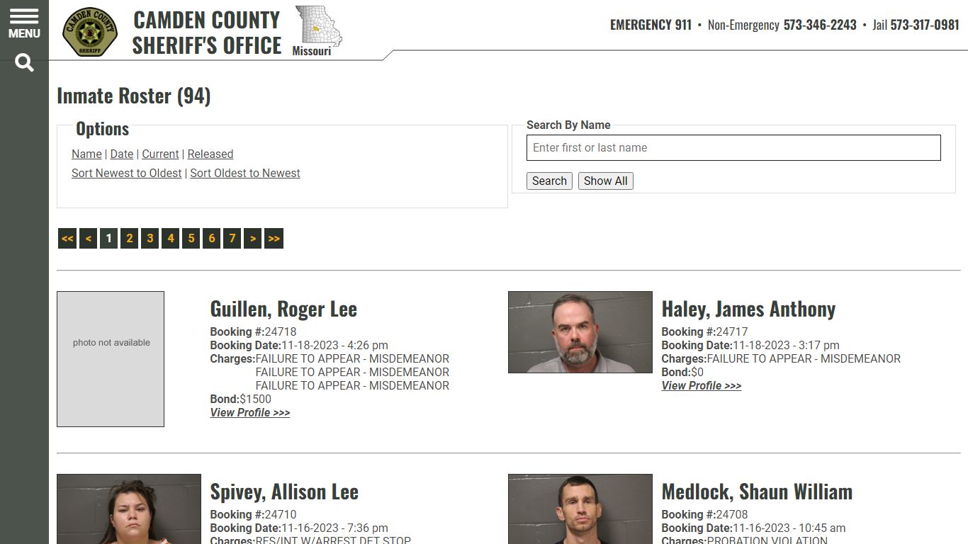Inmate Roster (101) - Camden County Missouri Sheriff's Office