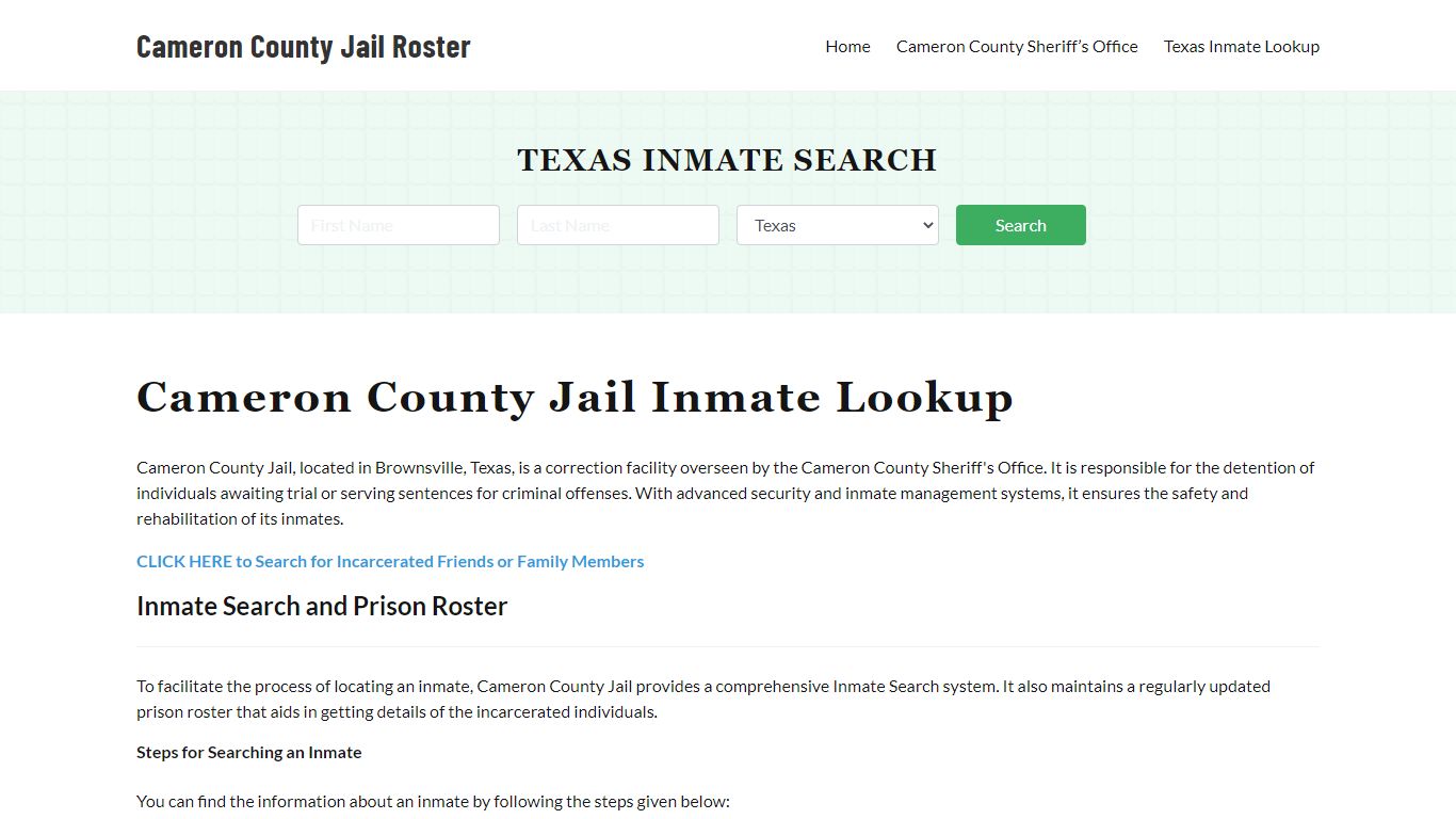 Cameron County Jail Roster Lookup, TX, Inmate Search