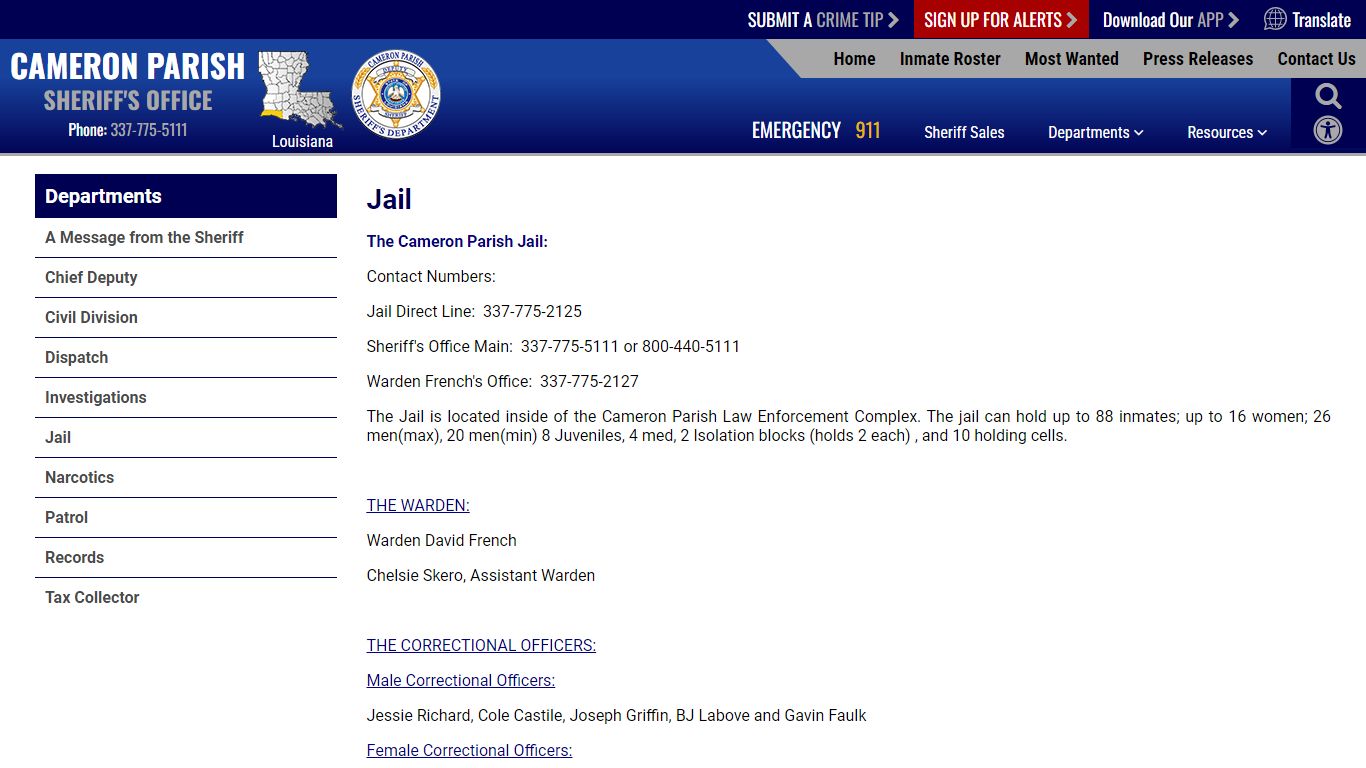 Jail | Cameron Parish Sheriff LA
