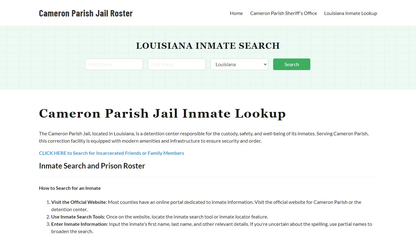 Cameron Parish Jail Roster Lookup, LA, Inmate Search