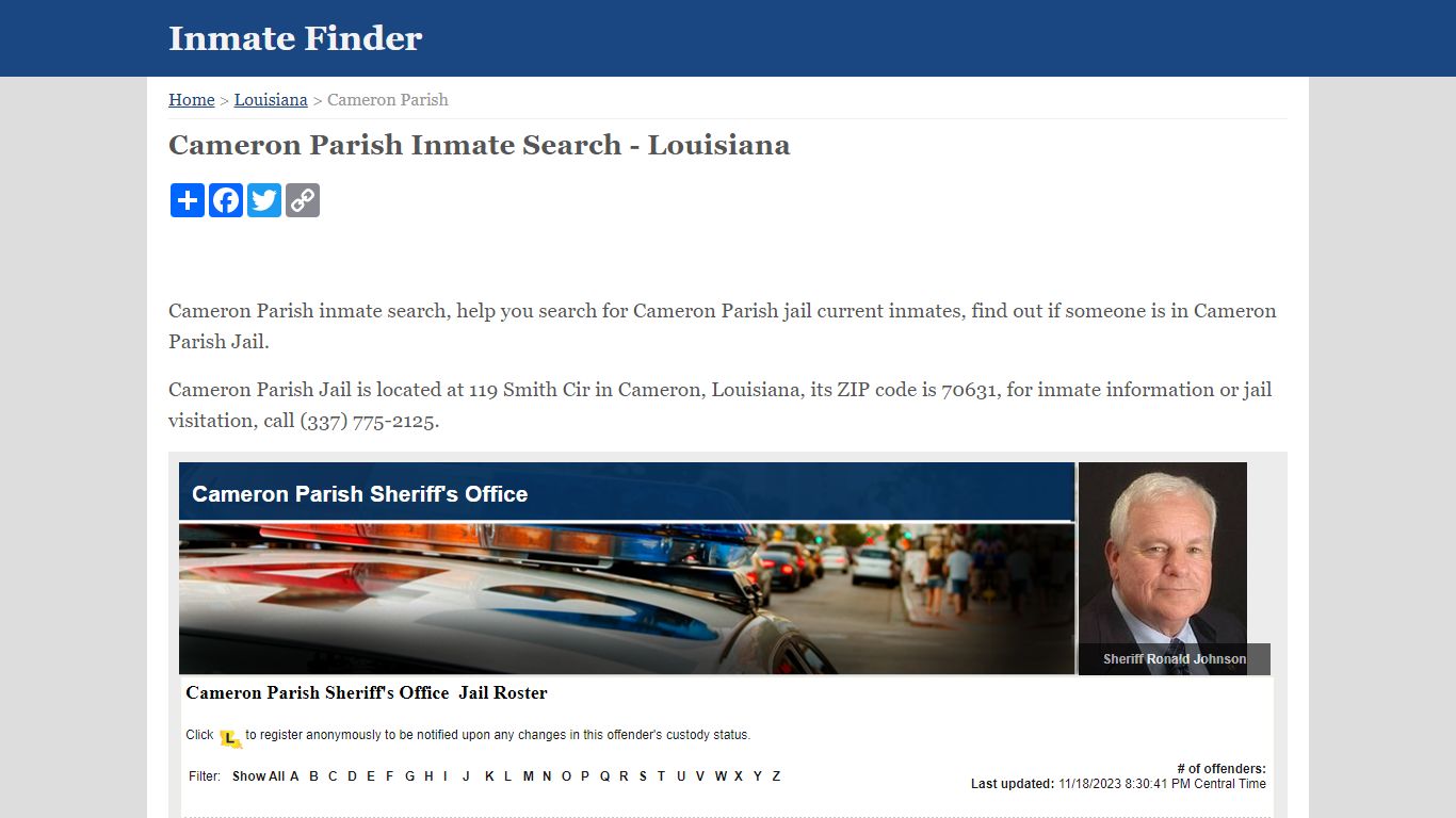 Cameron Parish Inmate Search - Louisiana - Inmate Finder