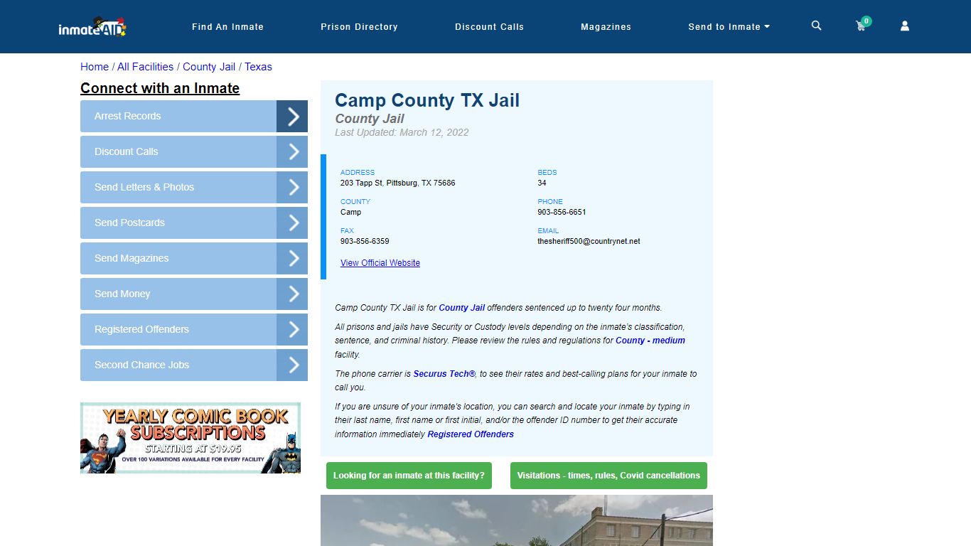 Camp County TX Jail - Inmate Locator - Pittsburg, TX