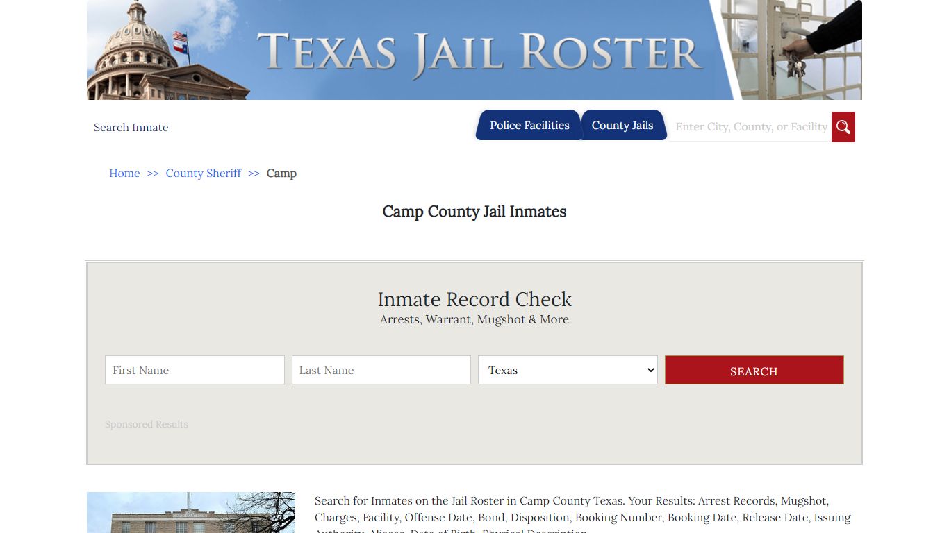Camp County Jail Inmates | Jail Roster Search