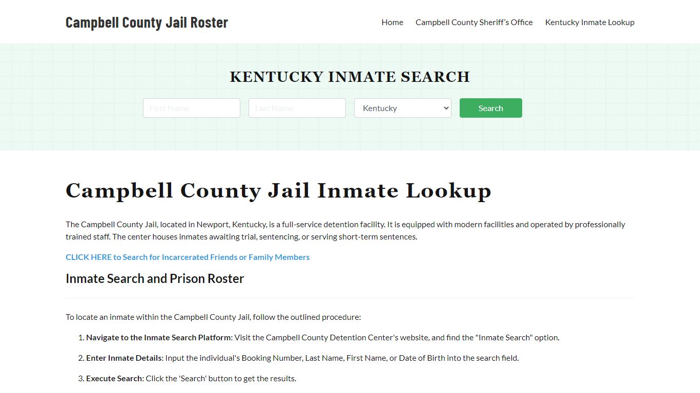 Campbell County Jail Roster Lookup, KY, Inmate Search