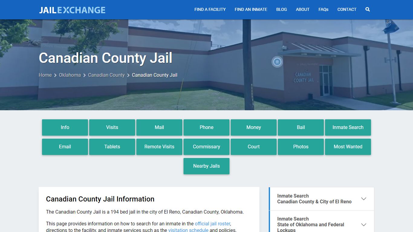 Canadian County Jail, OK Inmate Search, Information