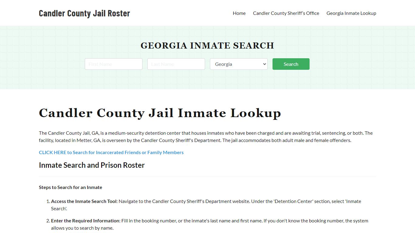 Candler County Jail Roster Lookup, GA, Inmate Search