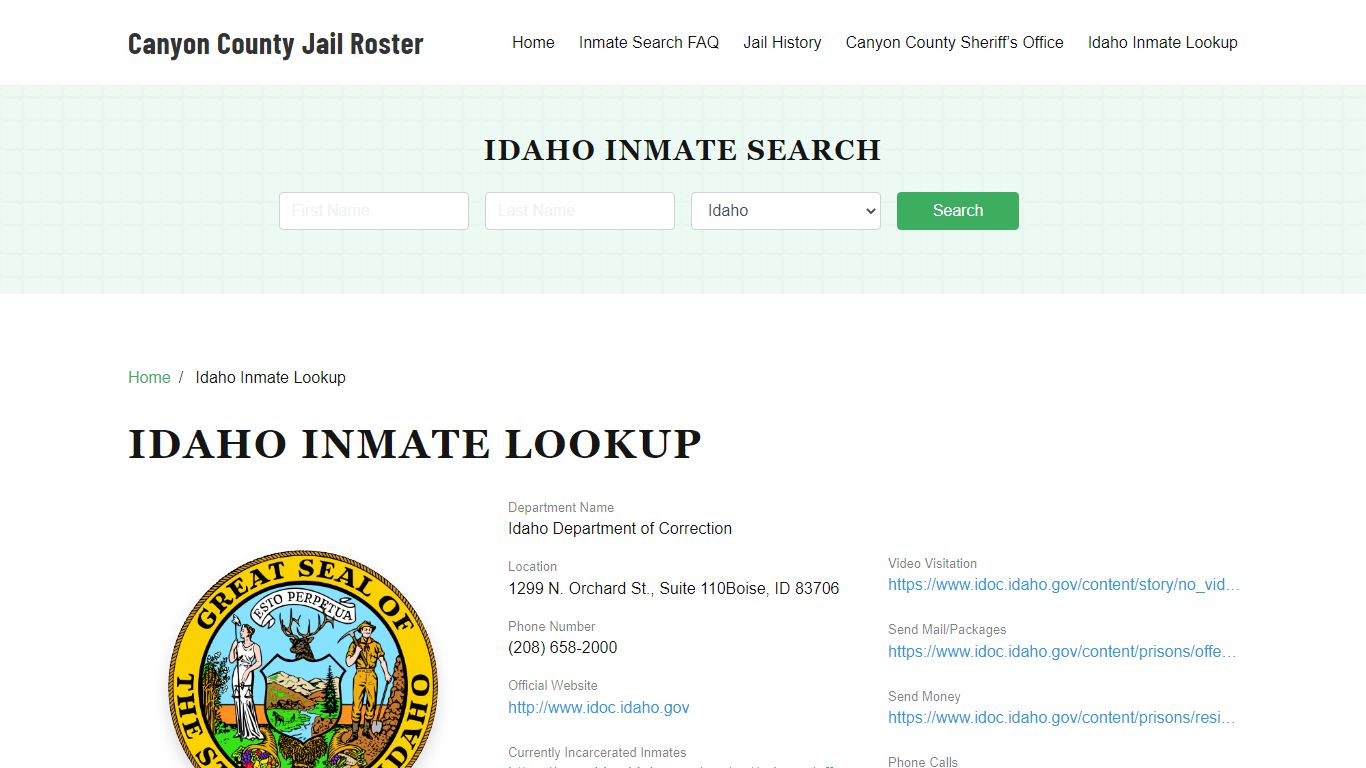 Idaho Inmate Search, Jail Rosters - Canyon County Jail