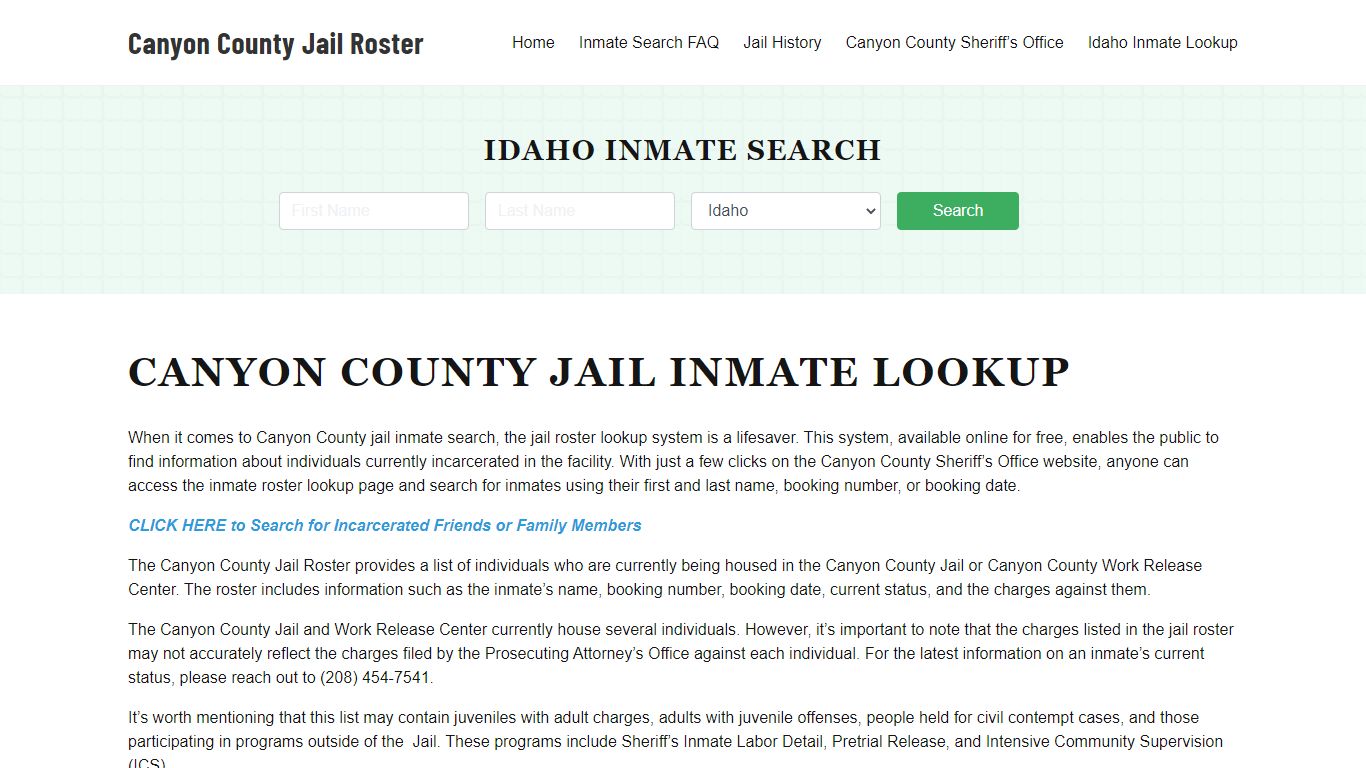 Canyon County Jail Roster Lookup, ID, Inmate Search