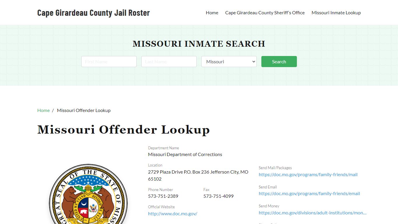 Missouri Inmate Search, Jail Rosters