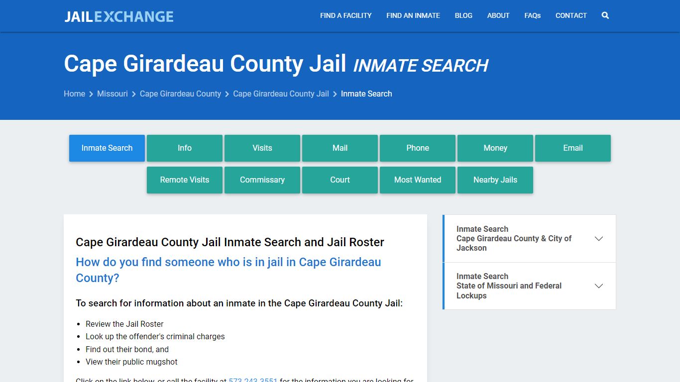 Cape Girardeau County Jail Inmate Search - Jail Exchange