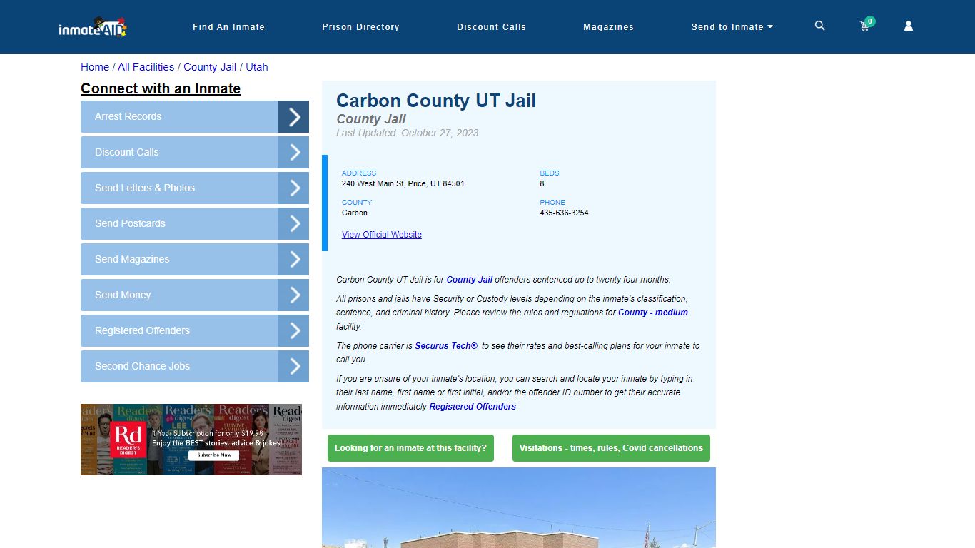 Carbon County UT Jail - Inmate Locator - Price, UT