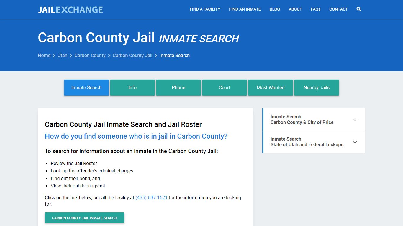 Inmate Search: Roster & Mugshots - Carbon County Jail, UT