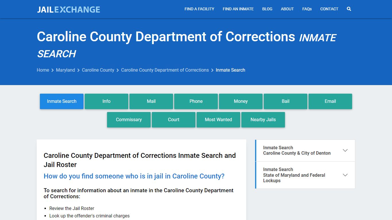 Caroline County Department of Corrections Inmate Search - Jail Exchange