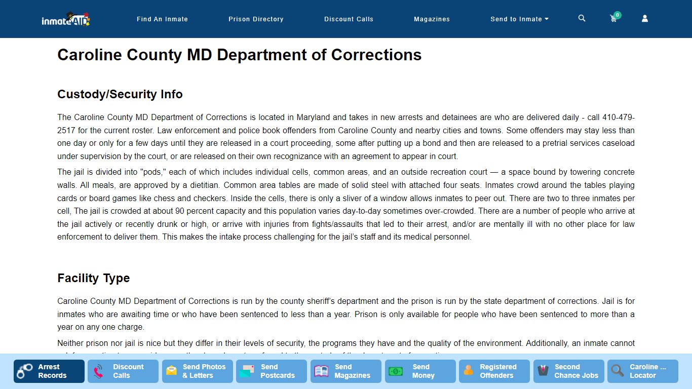 Caroline County MD Department of Corrections - InmateAid