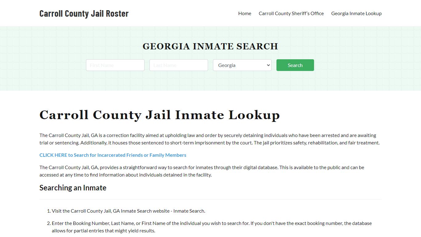 Carroll County Jail Roster Lookup, GA, Inmate Search