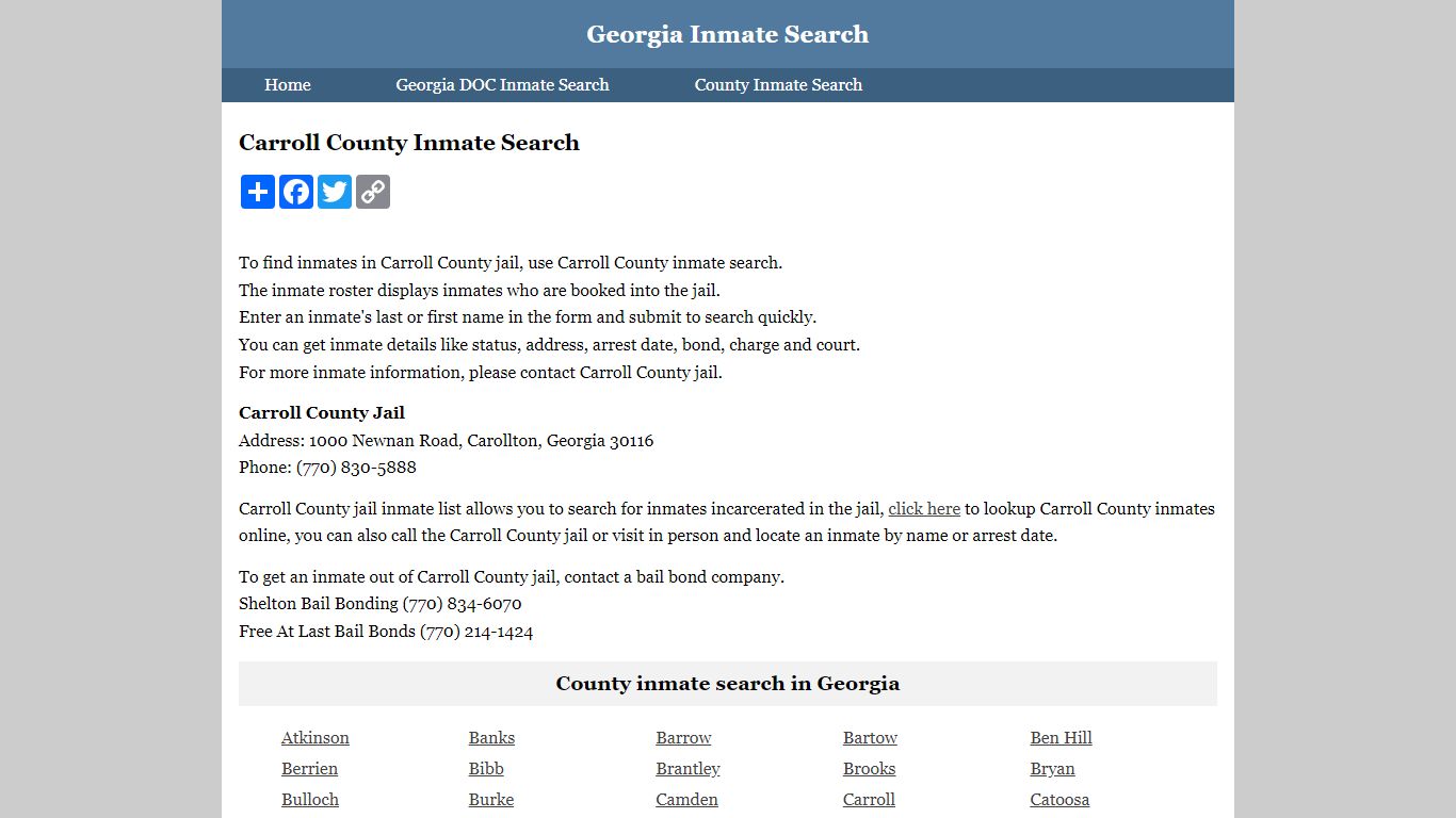 Carroll County Inmate Search