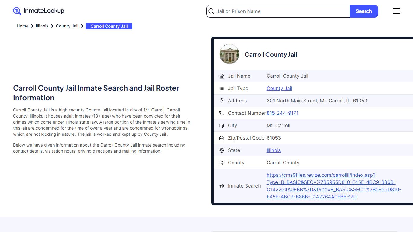 Carroll County Jail (IL) Inmate Search Illinois - Inmate Lookup