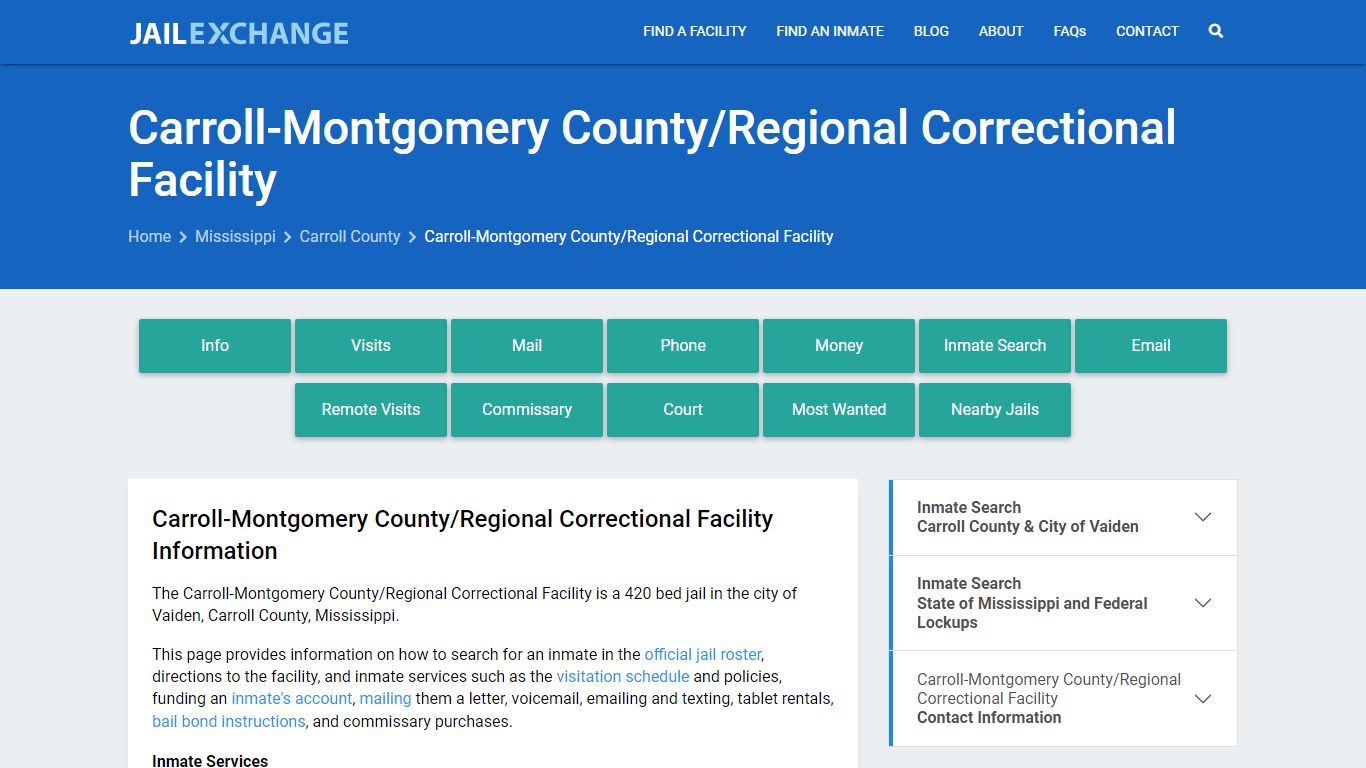 Carroll-Montgomery County/Regional Correctional Facility, MS Inmate ...