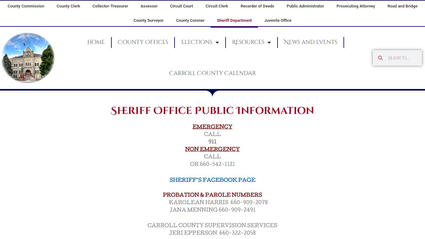 Sheriff Department – Carroll County Missouri Courthouse